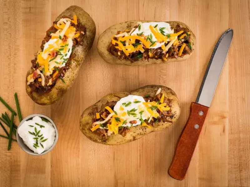 Loaded Microwave Jacket Potato with Cheese & Beans